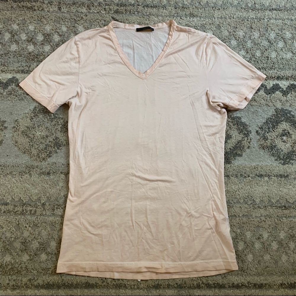 Ari Italy Pink Peach V-neck Shirt Medium